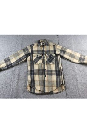 Vintage Woolrich Flannel S Plaid Pattern Wool Blend Oxbow 2 Pocket Overshirt USA